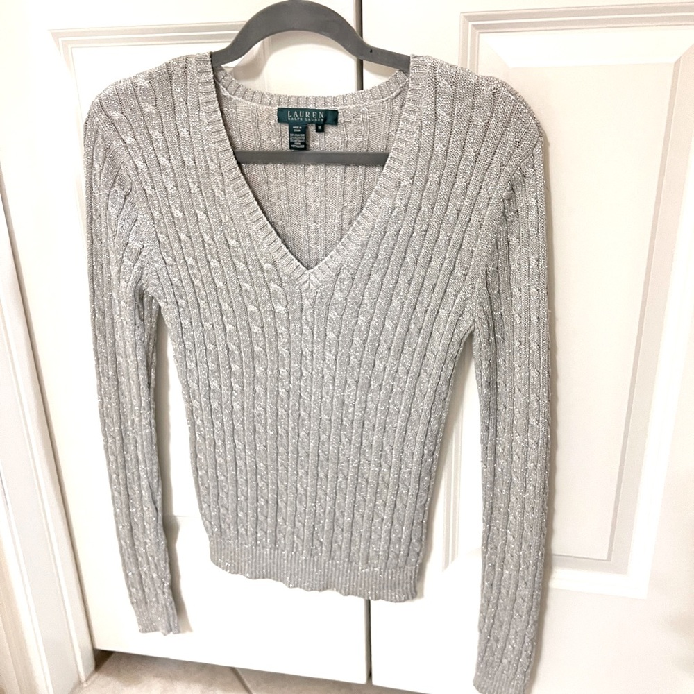 Classic Ralph Lauren Cable knit Metallic Sweater